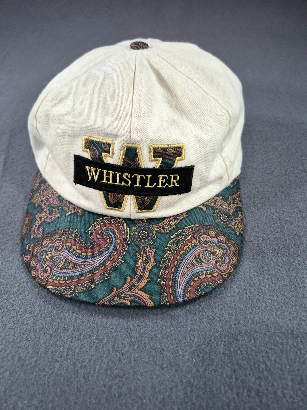 Vintage Merkley Headgear Whistler Resort Embroidered Strapback Hat with Paisley